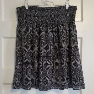 White House Black Market Black and White Smocked A-Line Mini Skirt